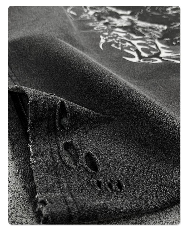 Damage Washed Snake Print Oversize Short Sleeve T-Shirt WN16278