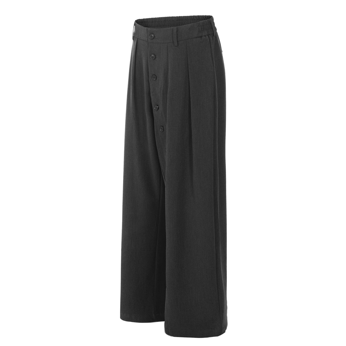 Asymmetrical Button Pleats Wide Leg Trousers WN25836