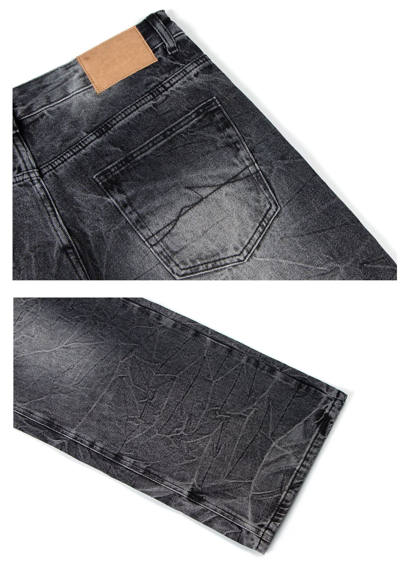 Washed Crinkle Wide Leg Denim Jeans WN26257