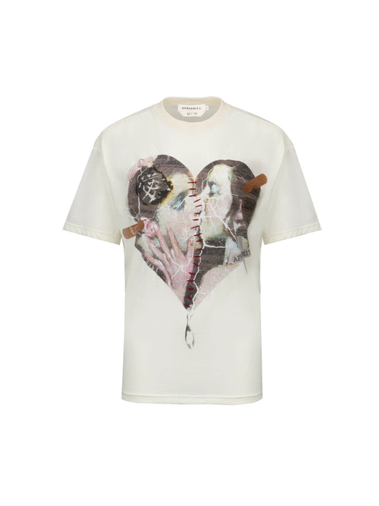 White Ink Print Short Sleeve T-Shirt WN18995