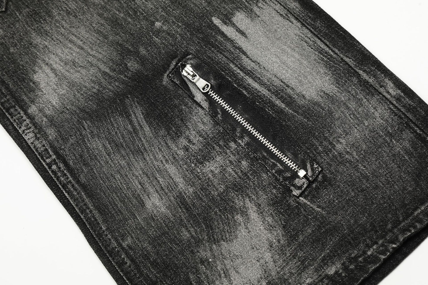 Paint Brush Zipper Design Micro Flare Denim Jeans WN16171