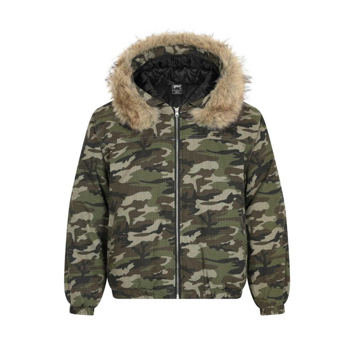Hooded Camouflage Zipper Puffer Jacket WN21930