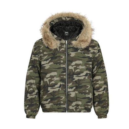 Hooded Camouflage Zipper Puffer Jacket WN21930