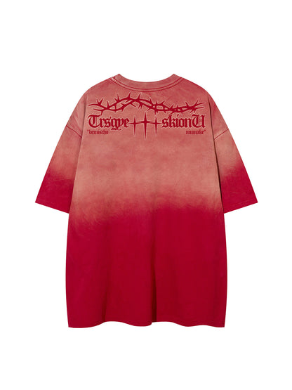 Gradient Thorn Logo Print Short Sleeve T-Shirt WN25806