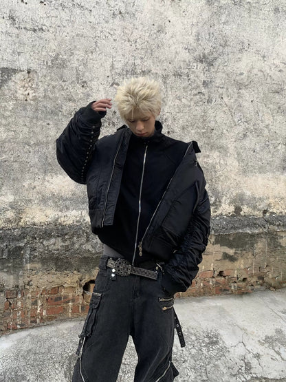 Star Moon Rivet Short Bomber Jacket WN22193