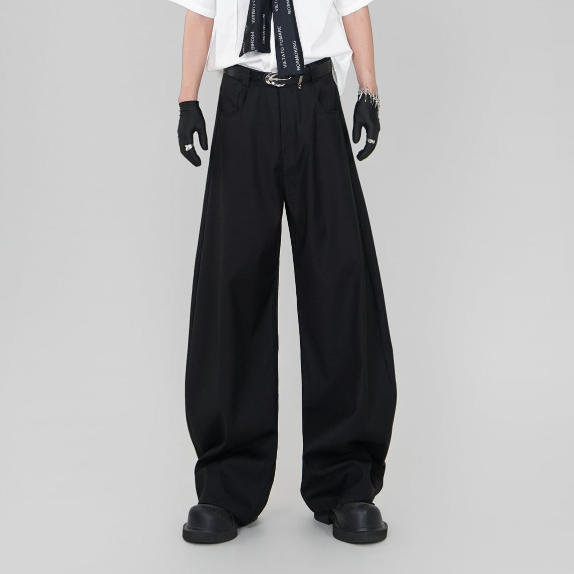 Oversize Short Sleeve Shirt & Curved Wide Leg Trousers Setup WN17445