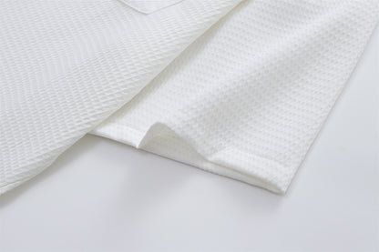 Floral Embroidery Waffle Short Sleeve Shirt WN16201