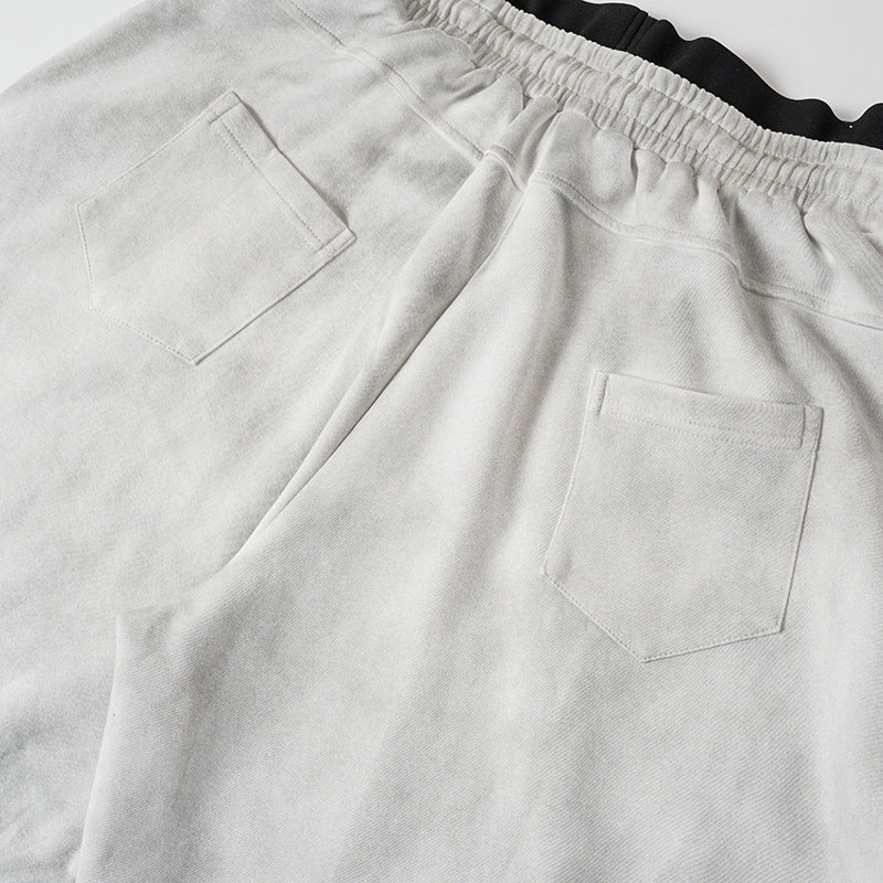 Washed Double Waist Print Wide Leg Sweatpants WN27834