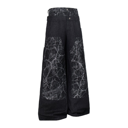 Heavy Wash Workwear Wide Leg Denim Jeans WN25653