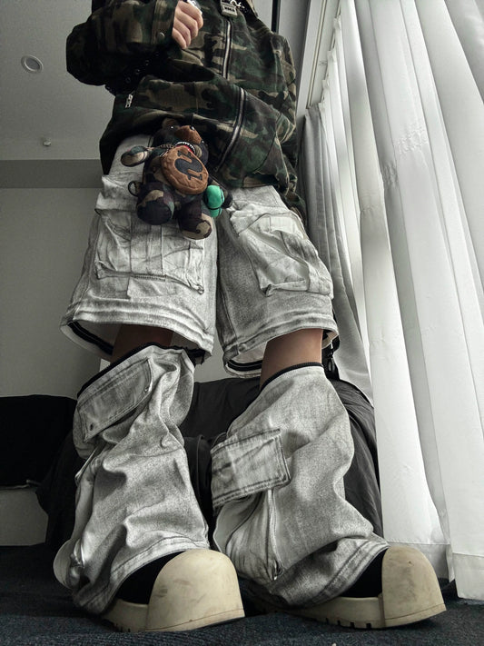 Dirty Wash Multi-Pocket Detachable Cargo Pants WN18118