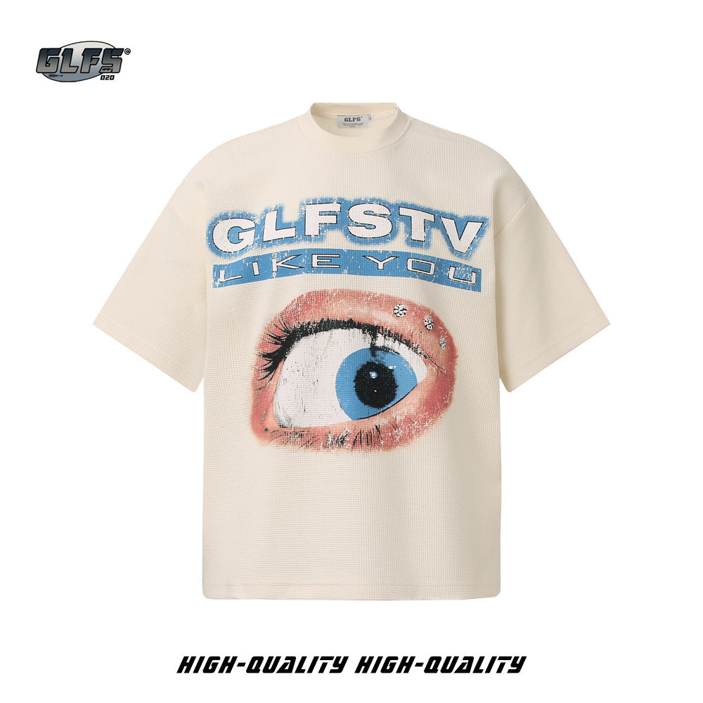 Heavyweight Waffle Eye Graphic Short Sleeve T-Shirt WN26493