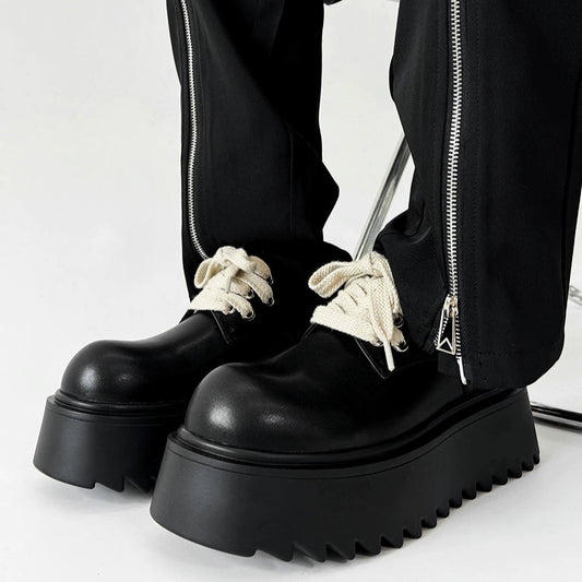 Chunky Leather Round-Toe Shoes WN19127