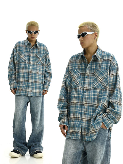 Oversize Plaid Long Sleeve Shirt WN5822