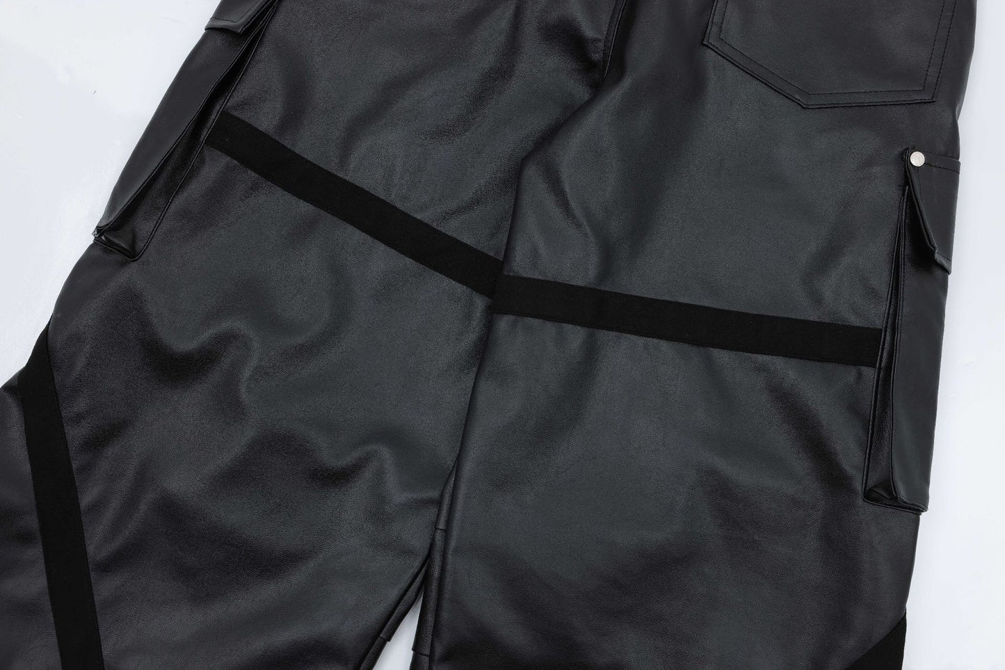 PU Leather Wide-Leg Cargo Pants WN11265