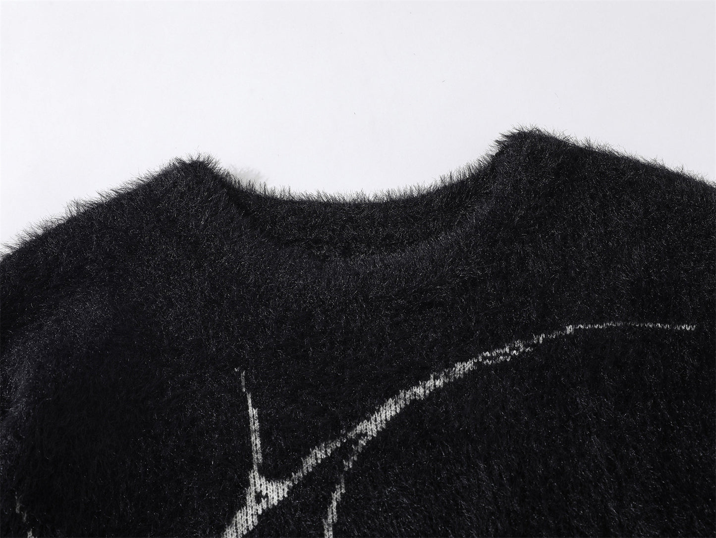 Fake Mink Fleece Letter Embroidery Oversize Knit Sweater WN11580