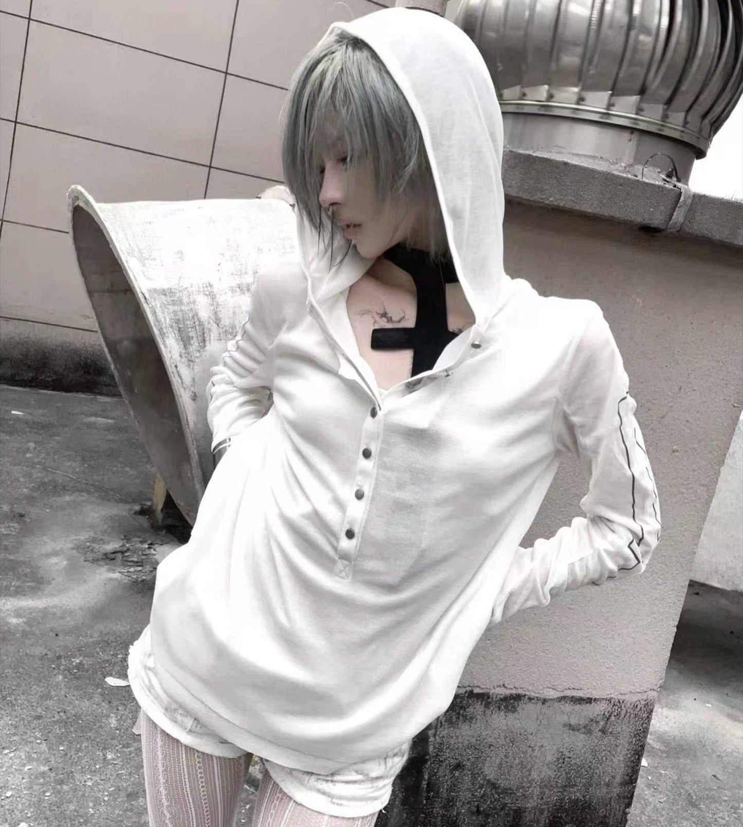 Fake Layered Hooded Long Sleeve T-Shirt WN20894