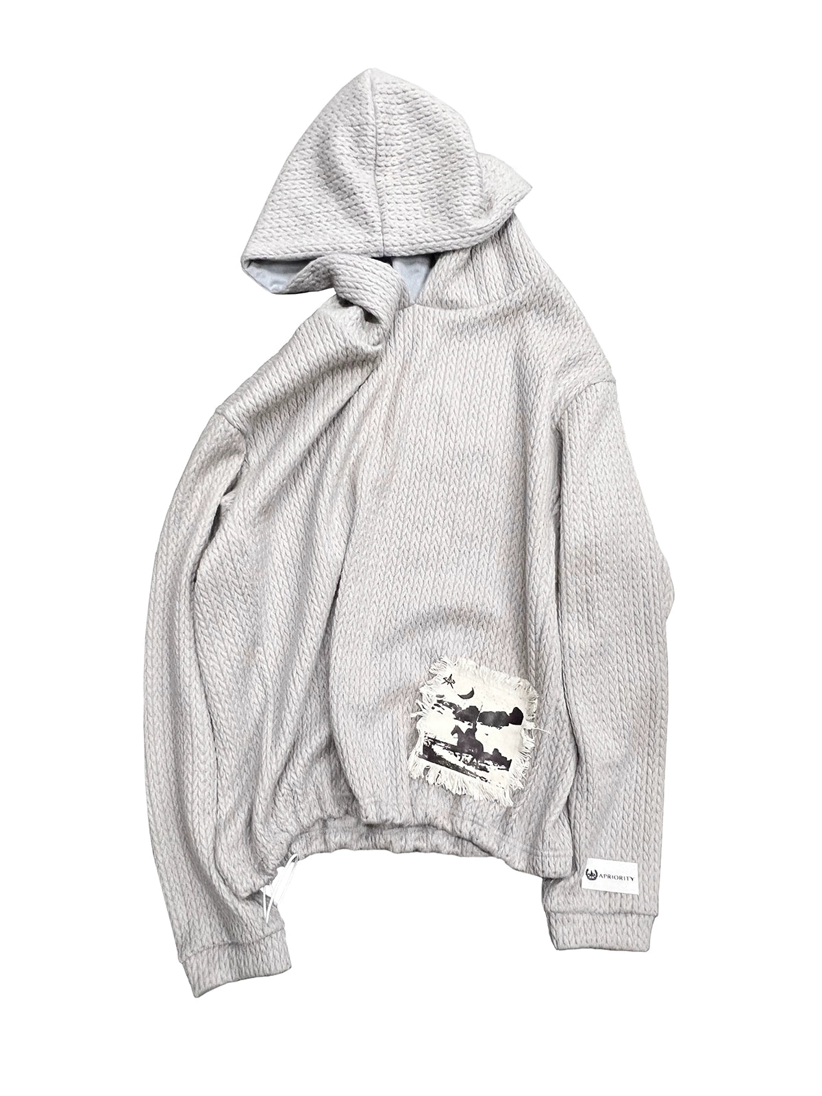 Jacquard Appliqué Hooded Knit Sweater WN19021
