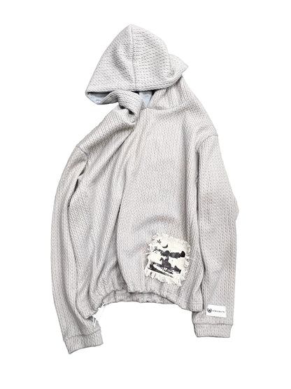 Jacquard Appliqué Hooded Knit Sweater WN19021