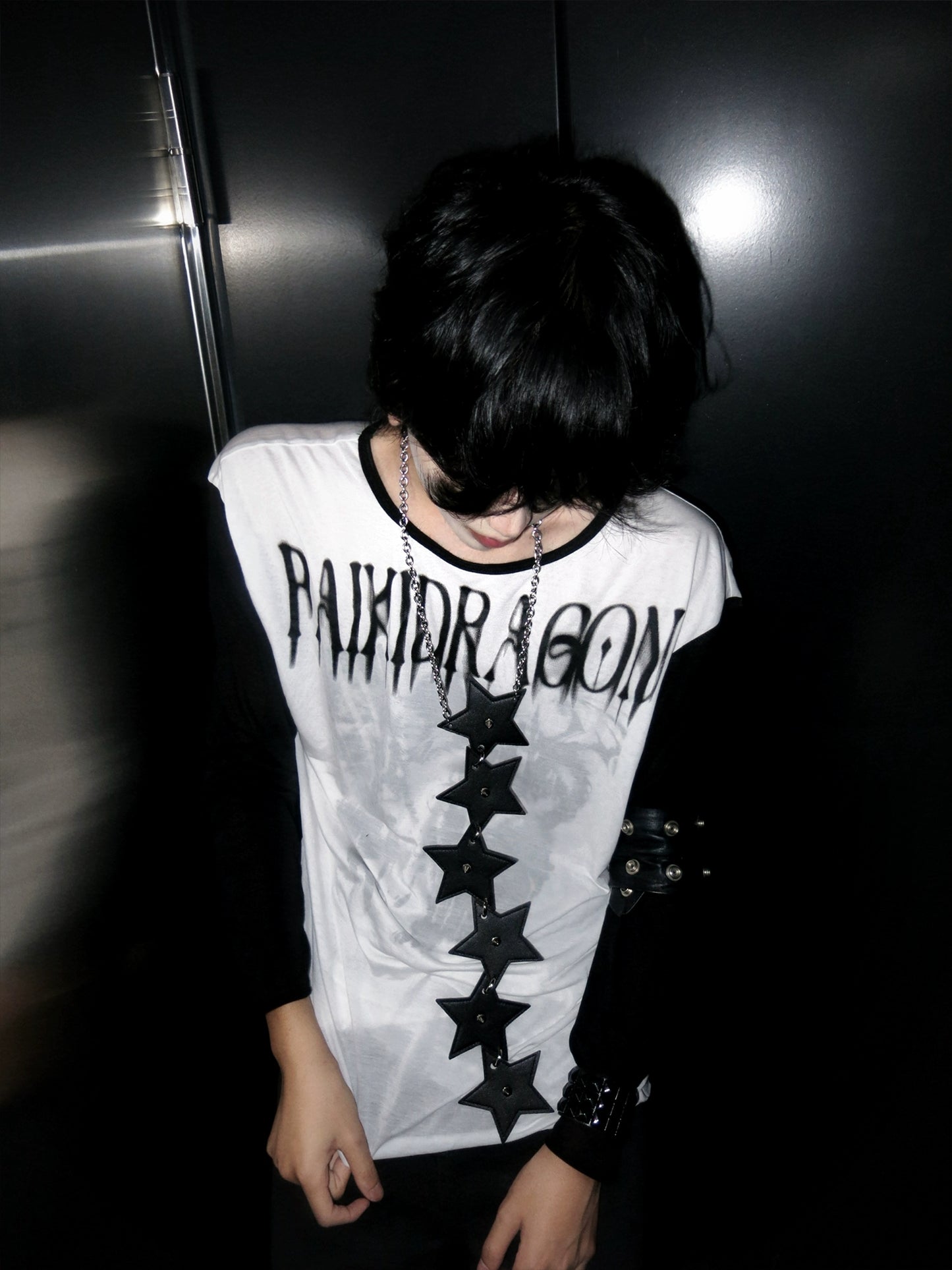 Sheer Print Double Layer Long Sleeve T-Shirt WN20899