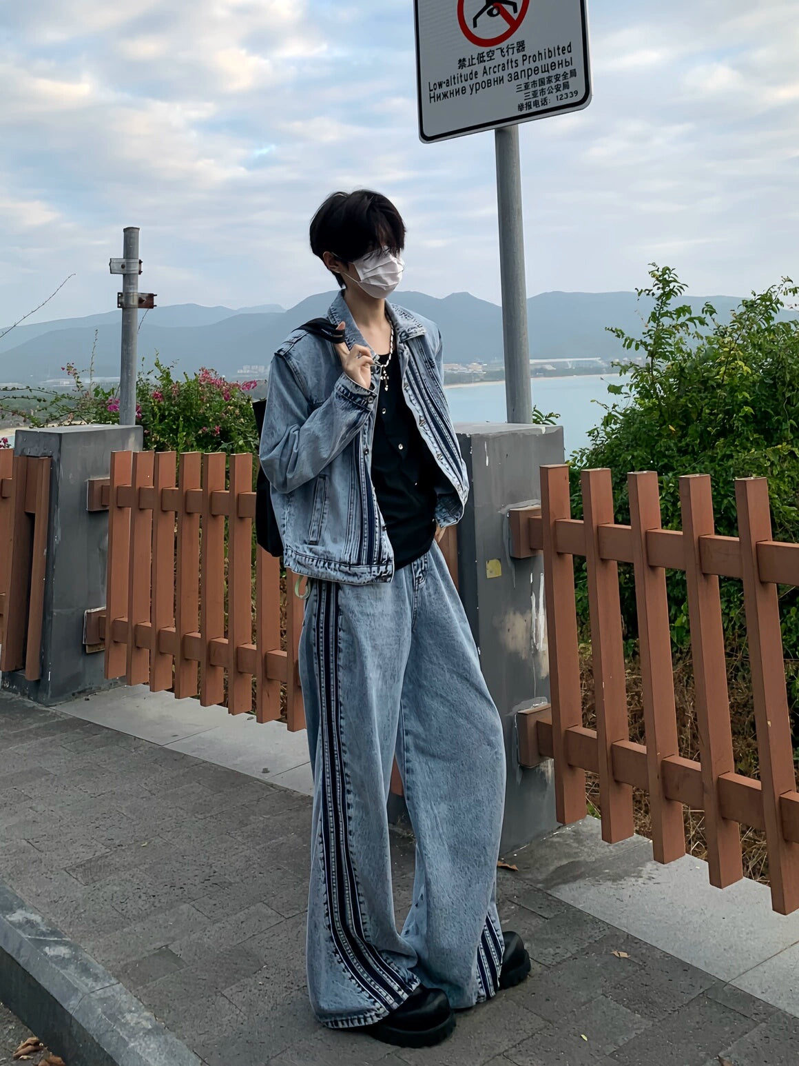 Shoulder-Pad Denim Short Jacket WN19848