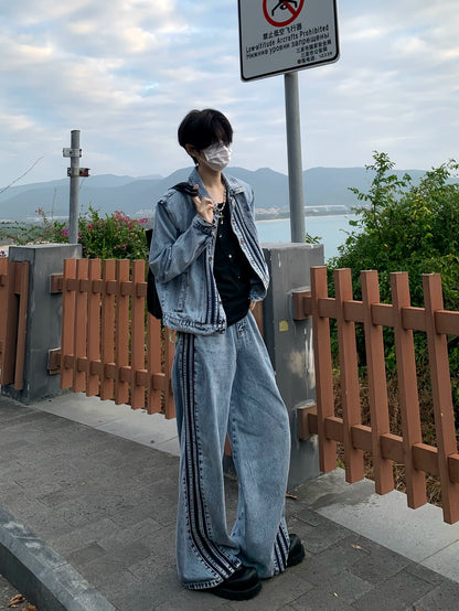 Shoulder-Pad Denim Short Jacket WN19848