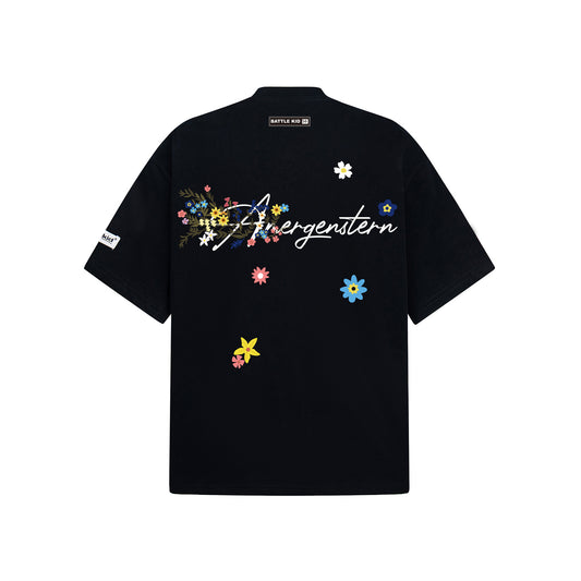 Flower Embroidery Handwritten Letter Short Sleeve T-Shirt WN26921