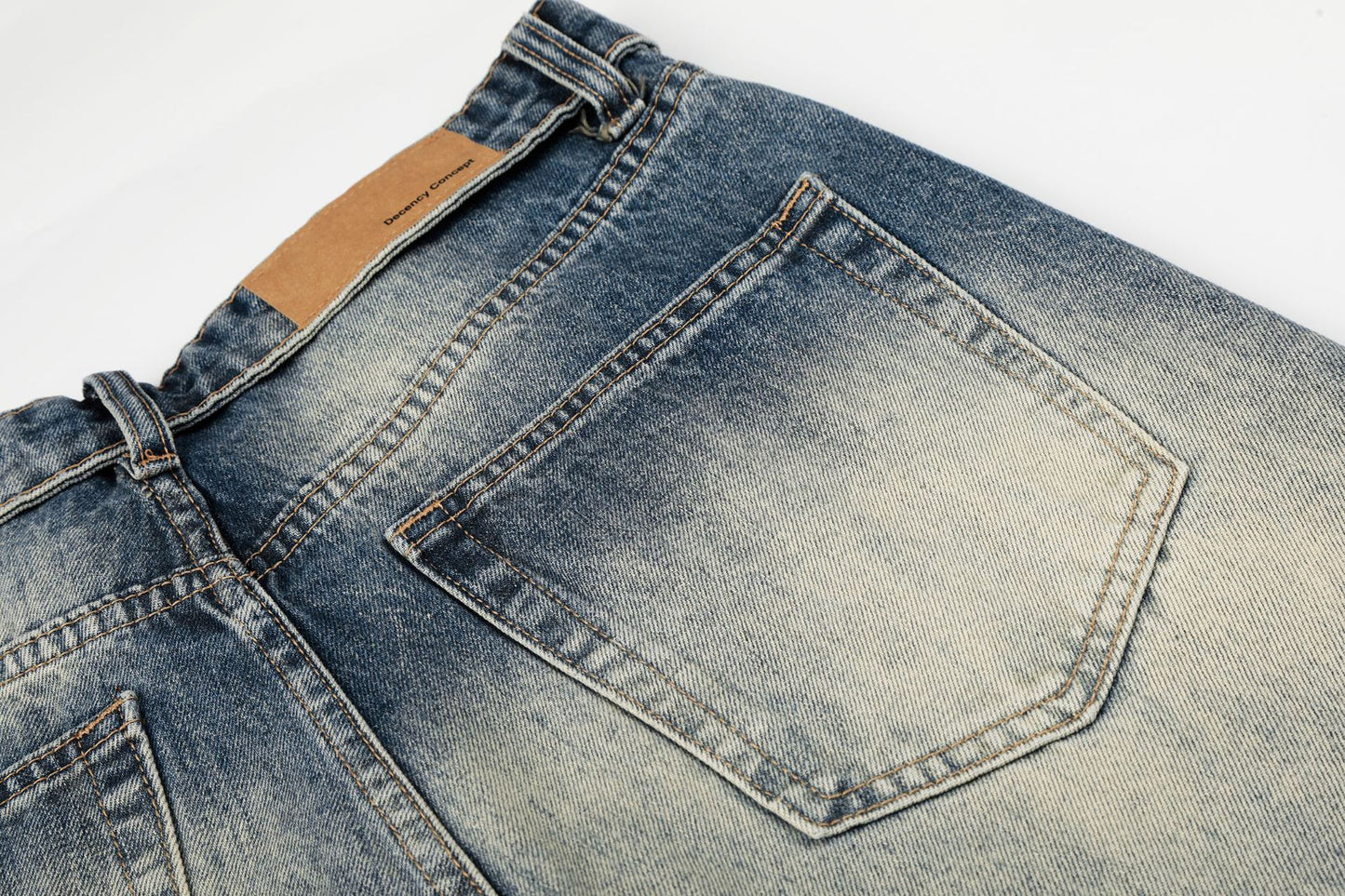Washed Whiskers Lightning Wide Leg Denim Jeans WN25826