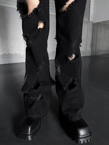 Damage Straight Denim Jeans WN25126