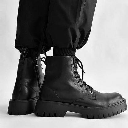 Chunky Platform 8-Eye Lace-Up Zipper Boots WN24533