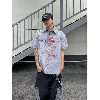 Striped Print Short Sleeve Shirt WN18831