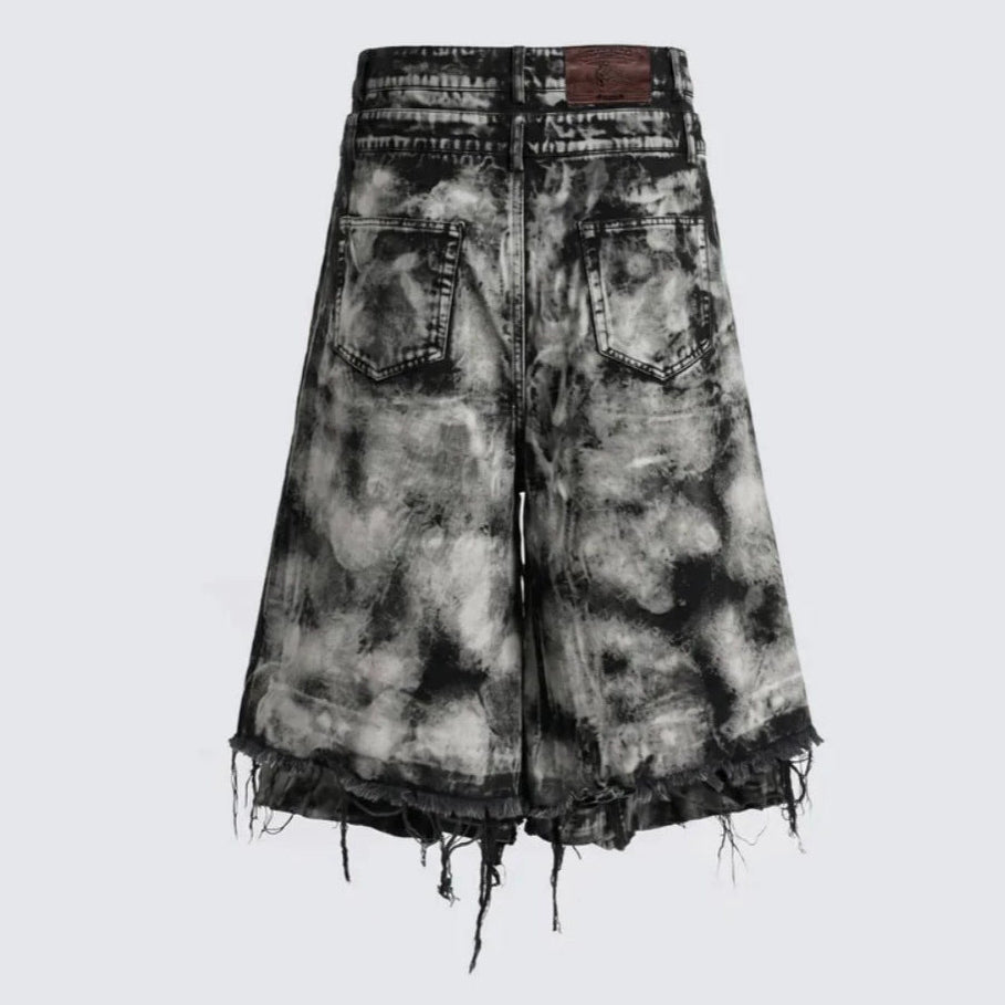 Washed Damage Frayed Denim Half Jeans WN28037