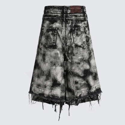 Washed Damage Frayed Denim Half Jeans WN28037