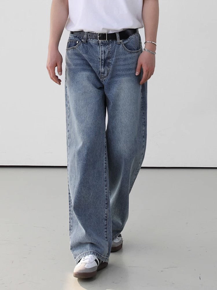 Washed Wide-Leg Straight Denim Jeans WN6784