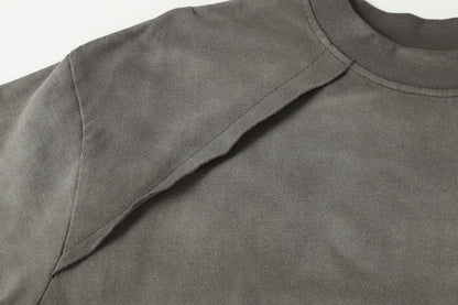 Washed Damage Raw Edge Short Sleeve T-Shirt WN23056