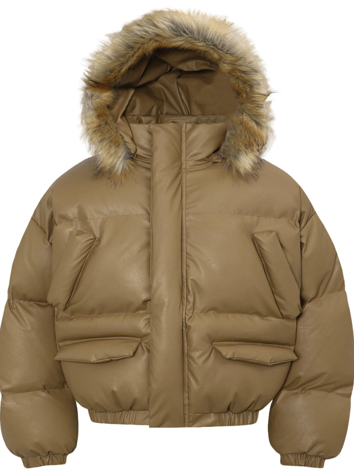 Hooded Fake Fur Plush Padded Jacket WN22191