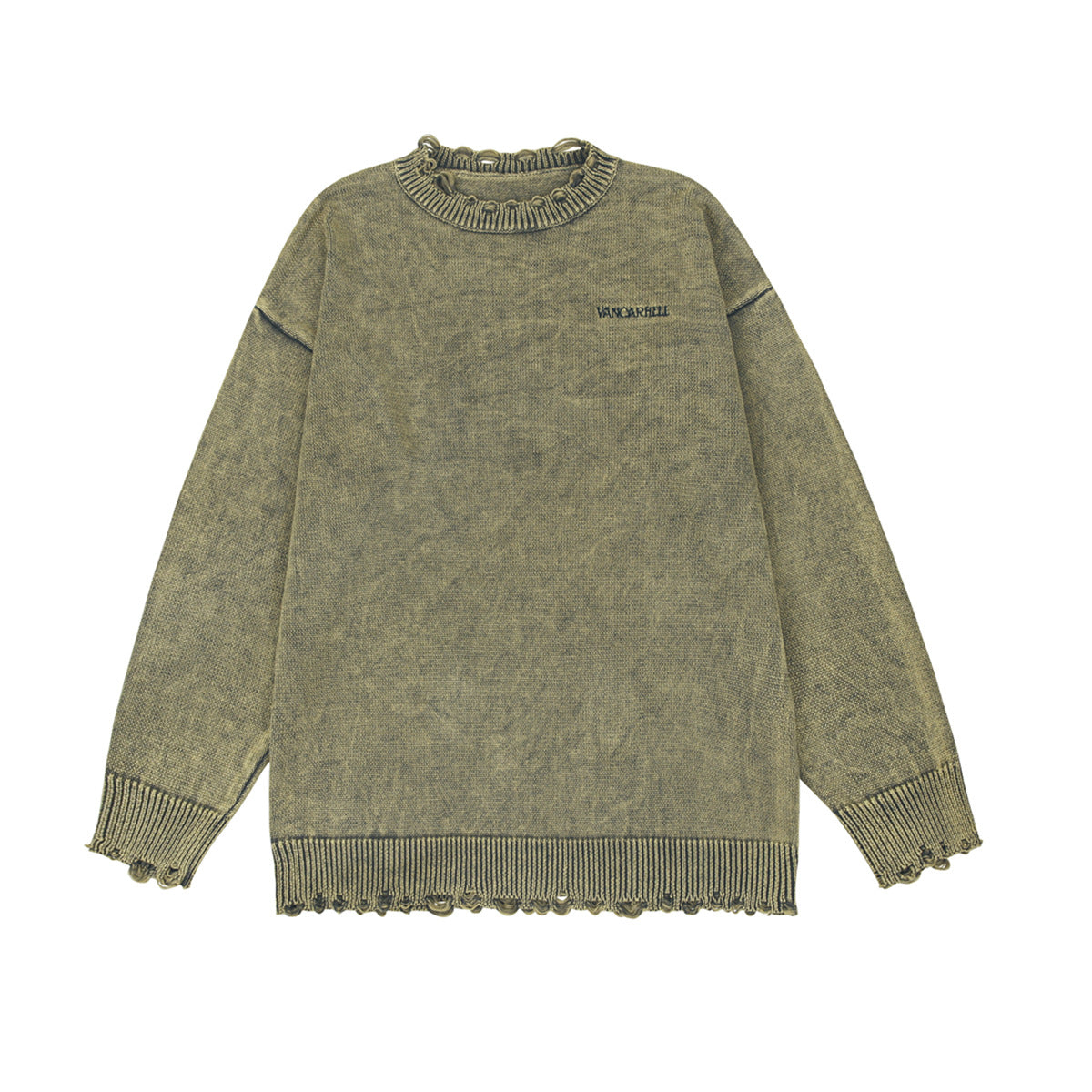 Washed Damage Oversize Knit Sweater WN11132