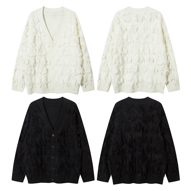 Fringe Detail Oversize Knit Cardigan WN11420