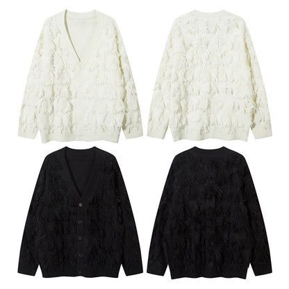 Fringe Detail Oversize Knit Cardigan WN11420