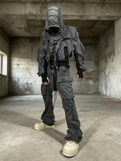 Pleated Flare Washed Cargo Pants WN22003