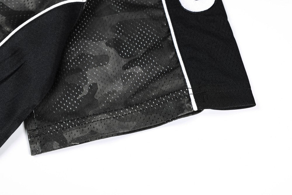 Camouflage Letter Badge Embroidery Contrast Patchwork Oversize Short Sleeve T-Shirt WN27902