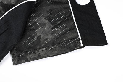 Camouflage Letter Badge Embroidery Contrast Patchwork Oversize Short Sleeve T-Shirt WN27902