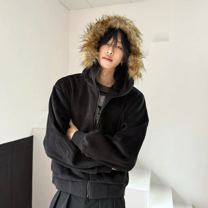 Fake Fur-Collar Zipper Hoodie WN22184
