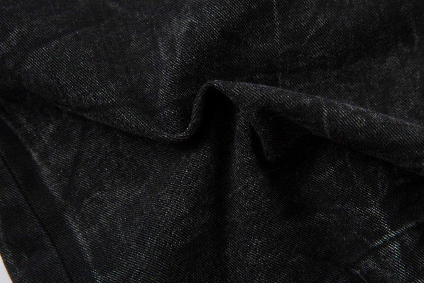 Washed Crinkle Button Fly Wide Leg Denim Jeans WN26144
