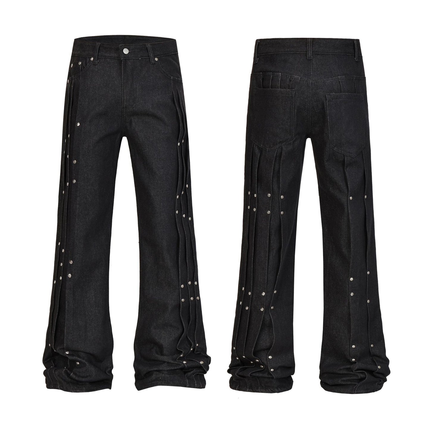 Heavyweight Studs Wide Leg Denim Jeans WN25687