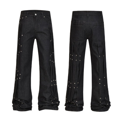 Heavyweight Studs Wide Leg Denim Jeans WN25687