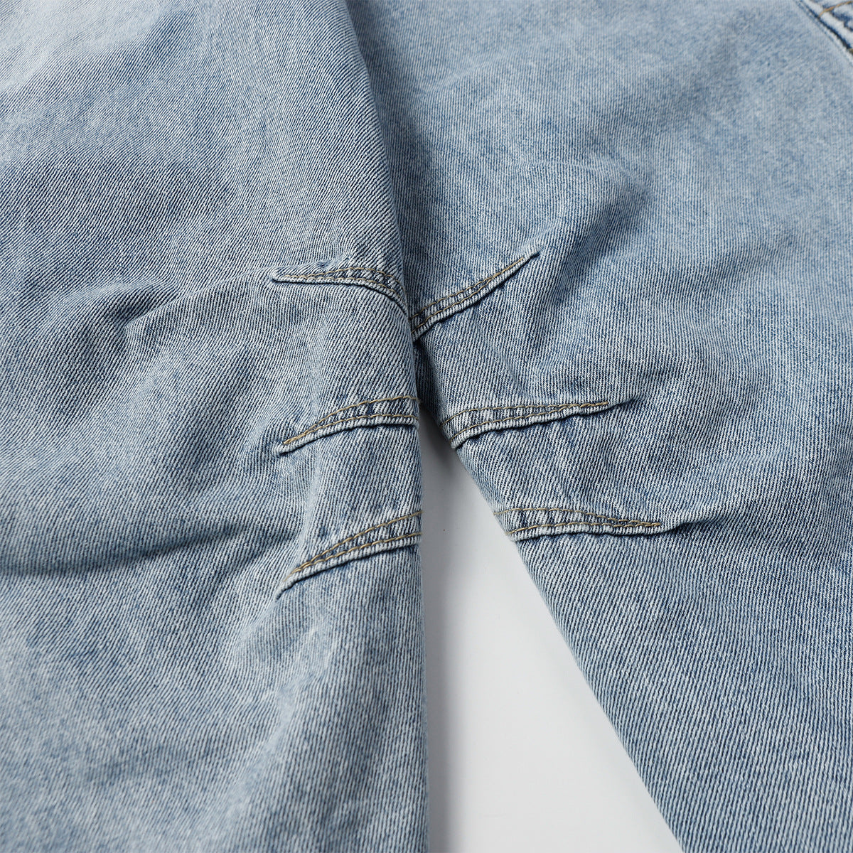 Multi-Pocket Washed Wide-Leg Cargo Denim Jeans WN11280