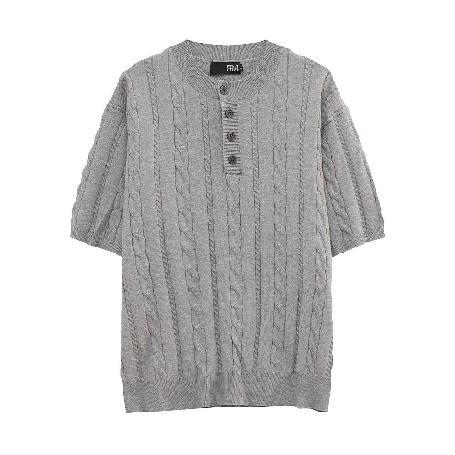 Cable Knit Henley Short Sleeve Polo Shirt WN24895
