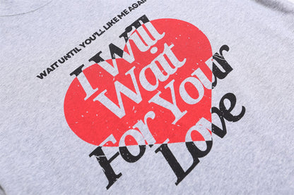 Patchwork Heart Letter Print Short Sleeve T-Shirt WN26908