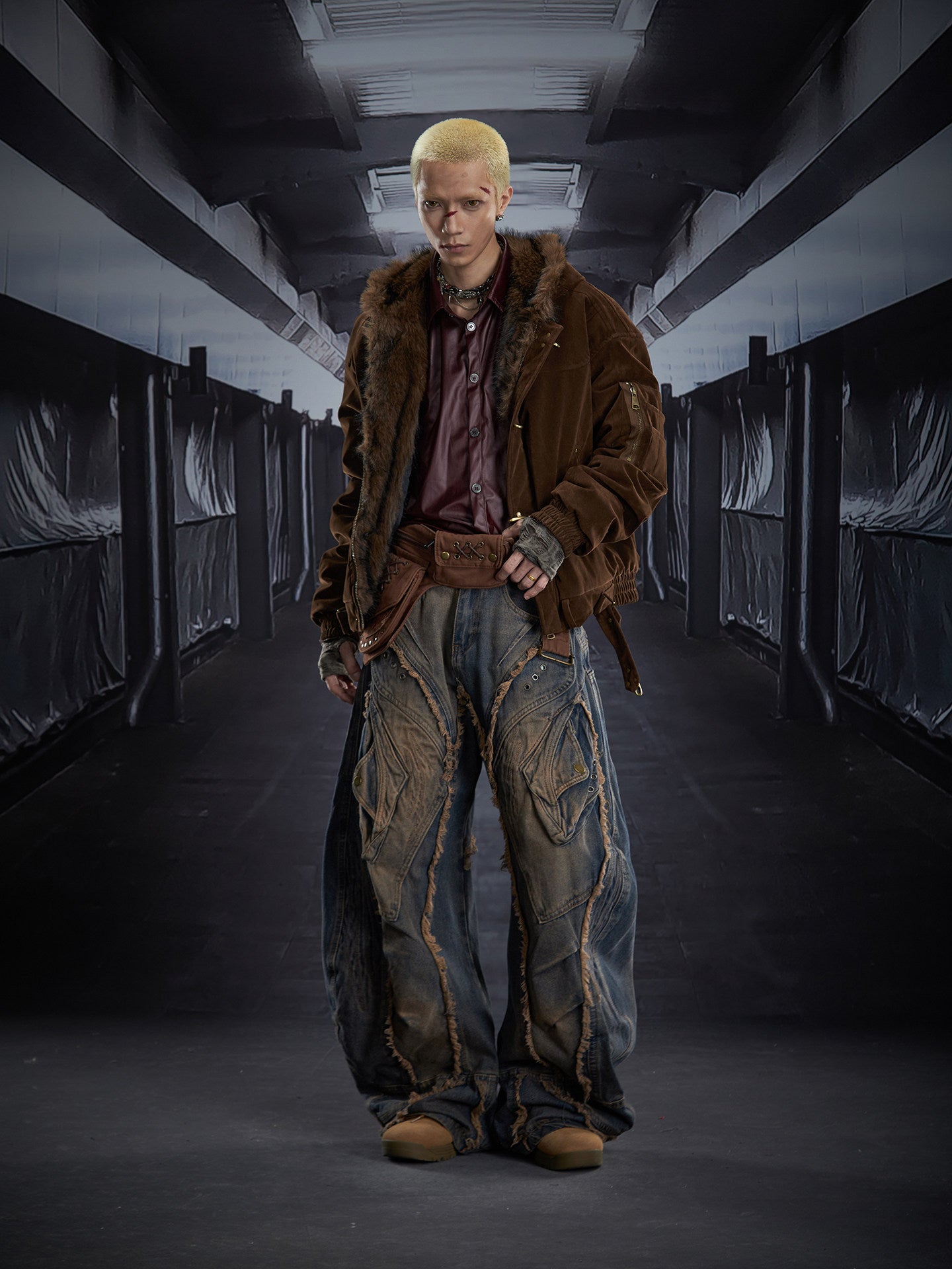 Fake Fur Lining Hooded Metal Buckle Padded Jacket WN22807