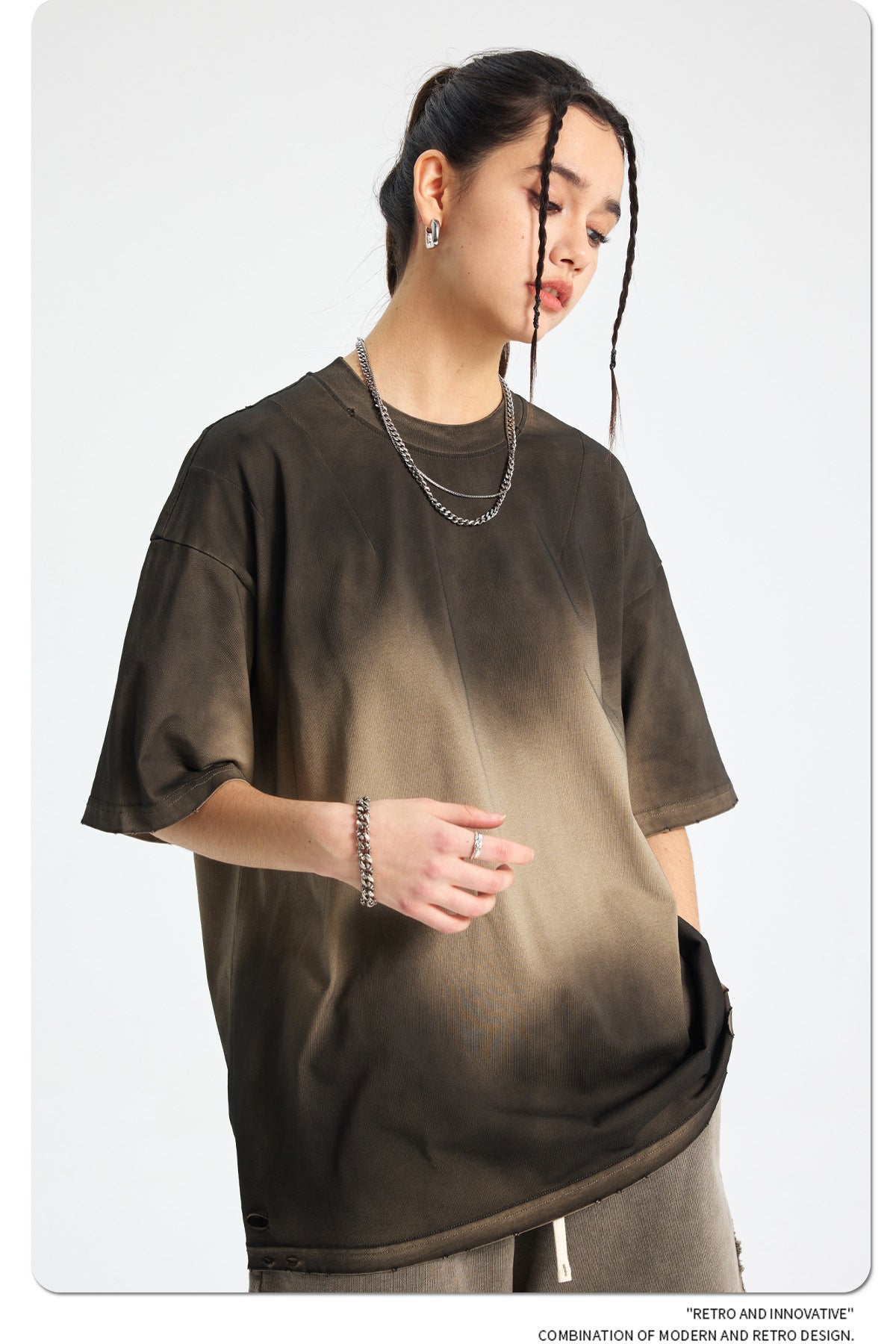 Spray Dye Washed Damage Short Sleeve T-Shirt WN16276